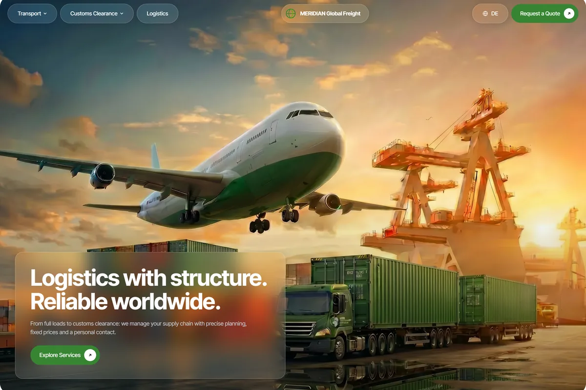 MERIDIAN Global Freight - International Konzept + Webdesign von LGNDRY Media